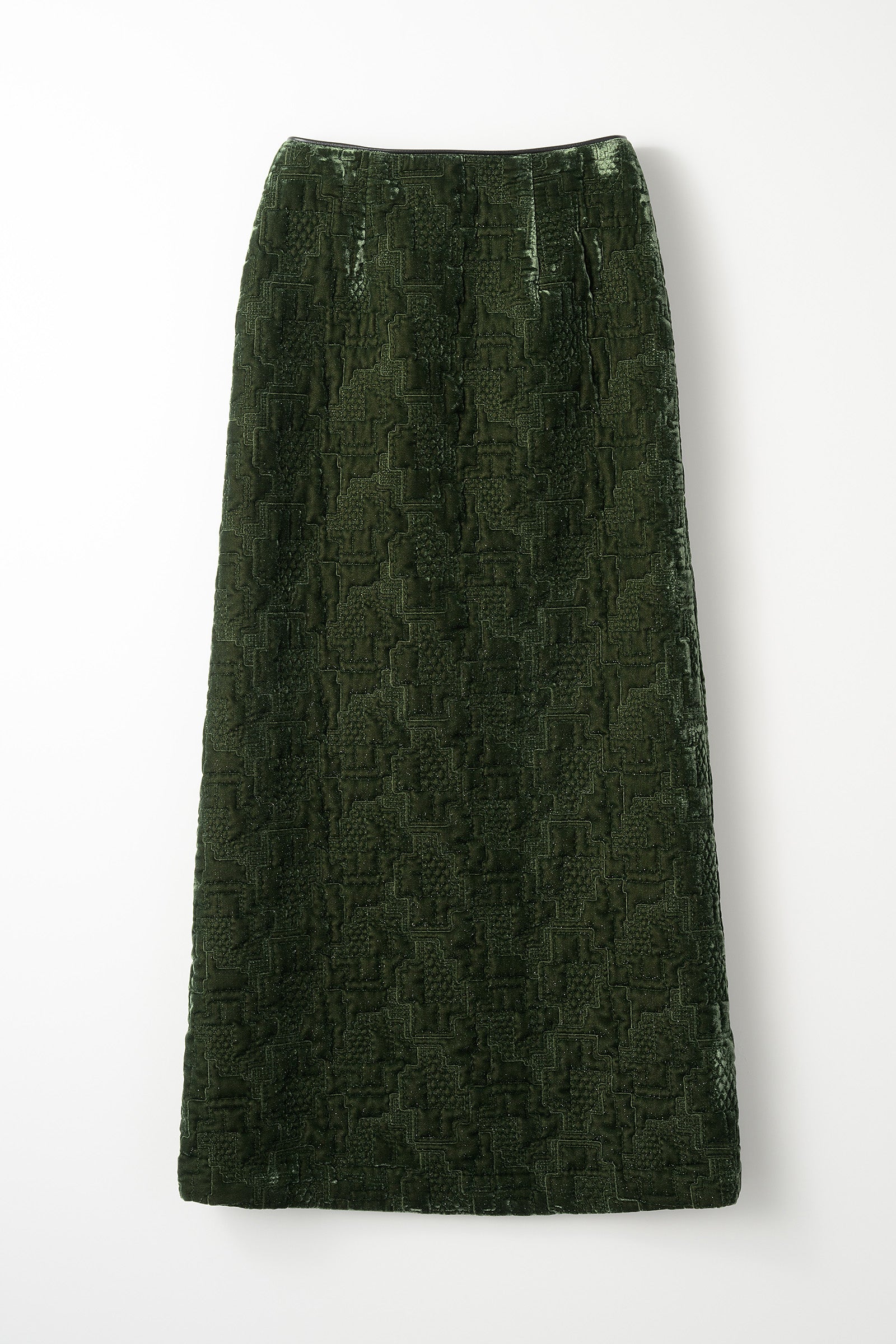 Symbolic embroidery velvet skirt (Green)