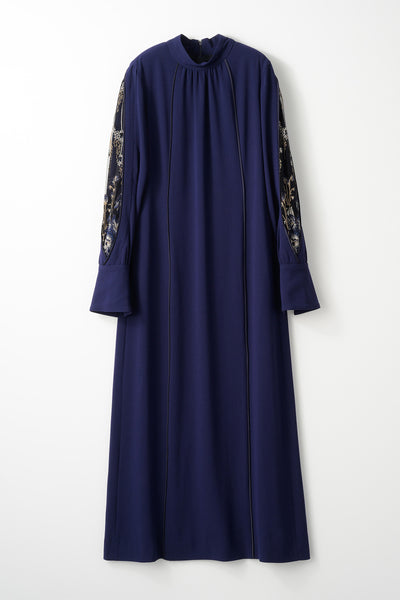 Petal sleeve lace dress (Navy)