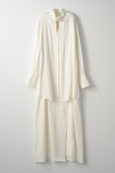 Framed embroidery wrap dress (White)