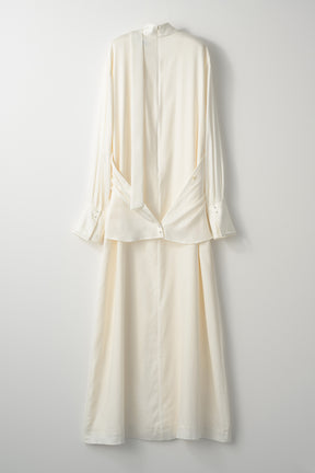 Framed embroidery wrap dress (White)