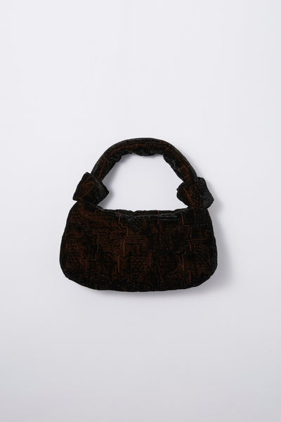 Symbolic embroidery velvet bag (Brown)
