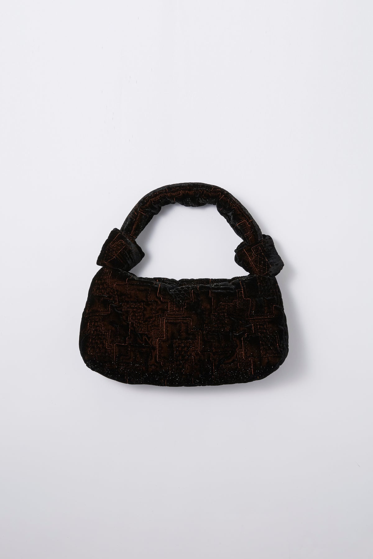 Symbolic embroidery velvet bag (Brown)