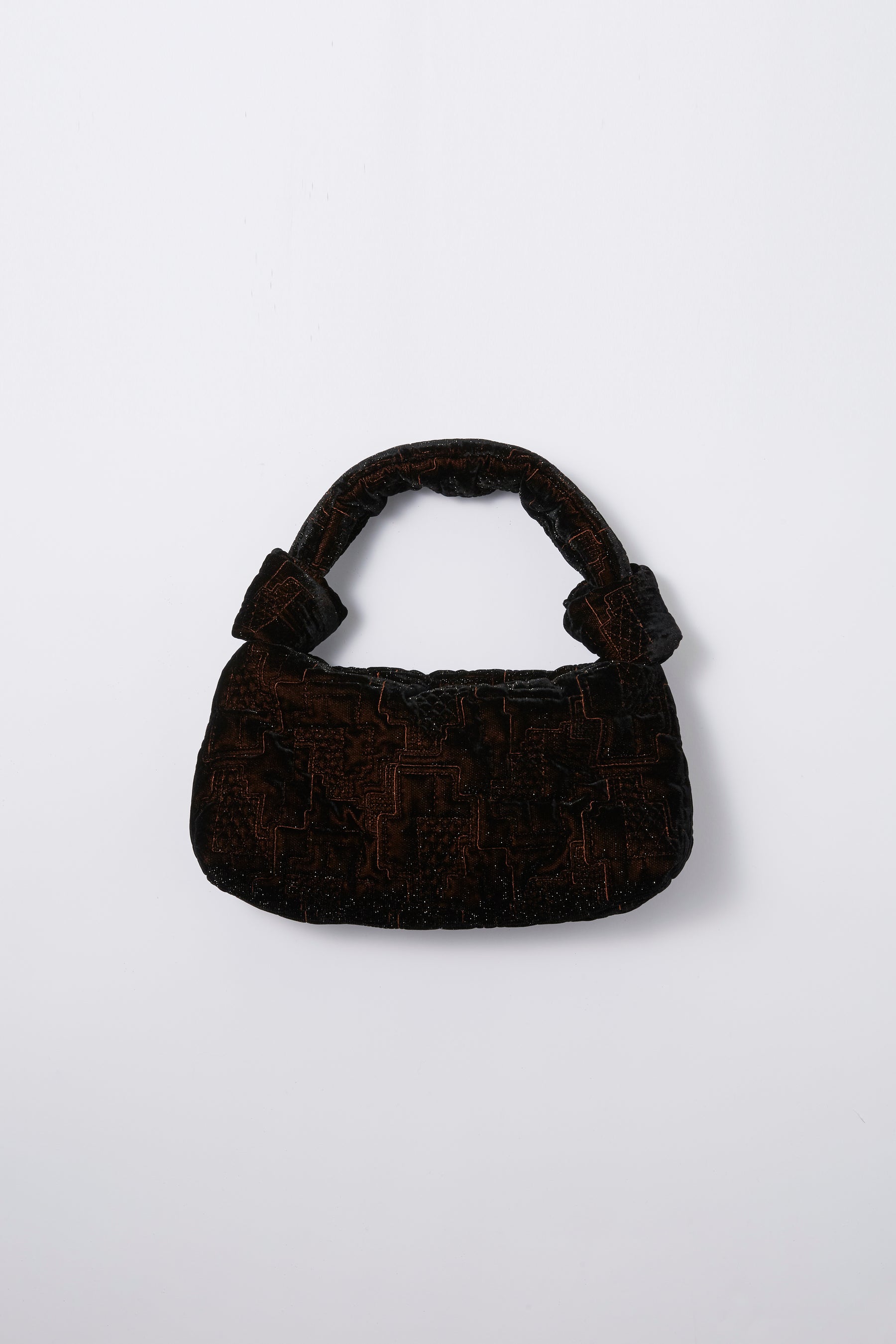 Symbolic embroidery velvet bag (Brown)