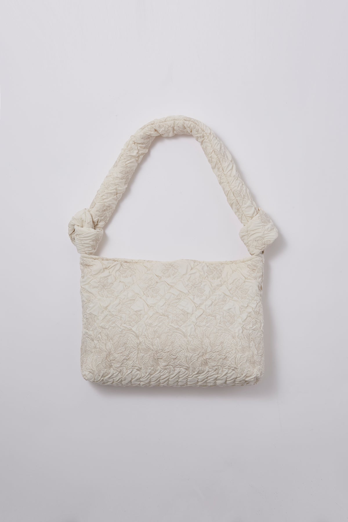 Dahlia shrinking embroidery bag (Ivory)