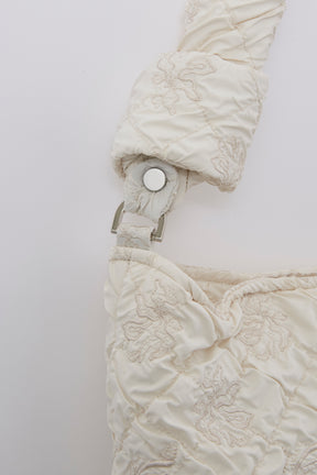 Dahlia shrinking embroidery bag (Ivory)