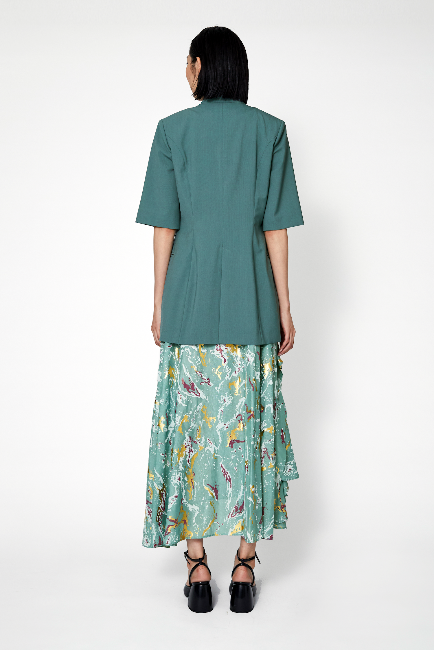 現行/新品タグ★MURRAL ハーフスリーブジャケット 五分袖 グリーン M Branching half sleeve jacket (Green)