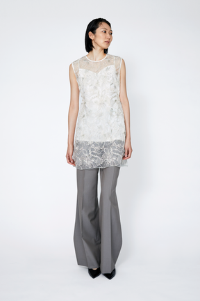 Seem flower lace sleeveless tops (Ivory)