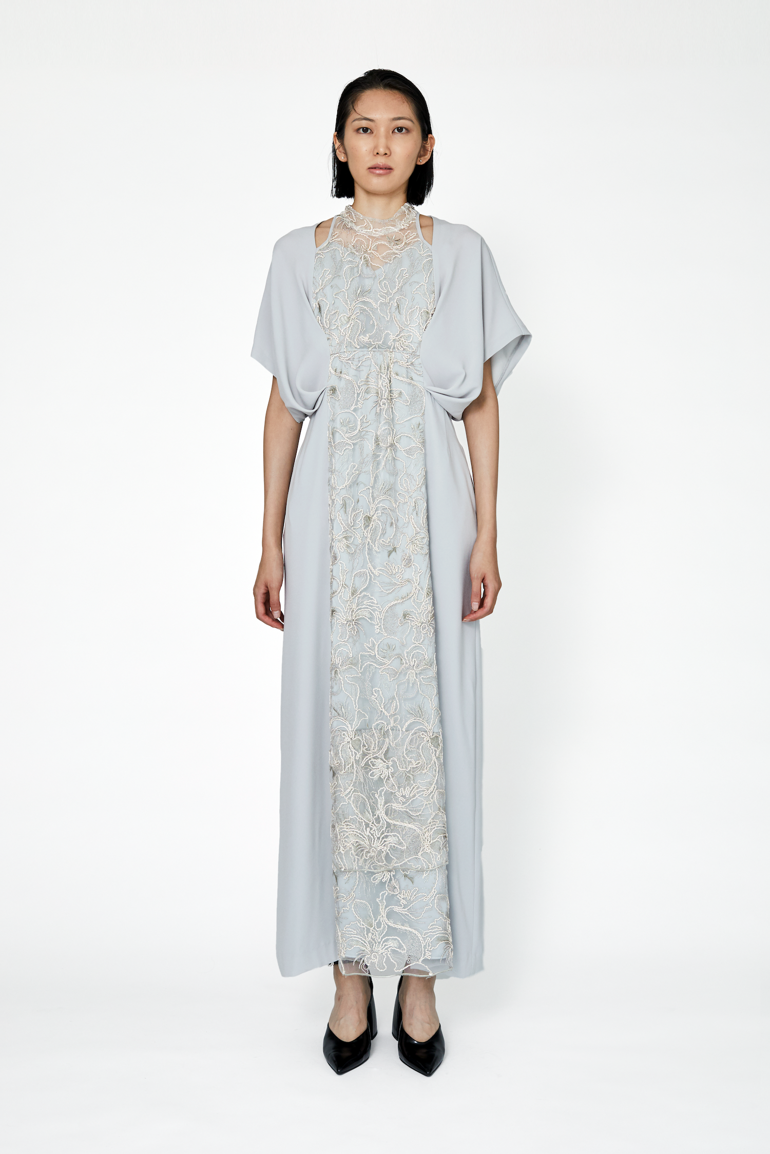 Seem flower lace dress (Gray)