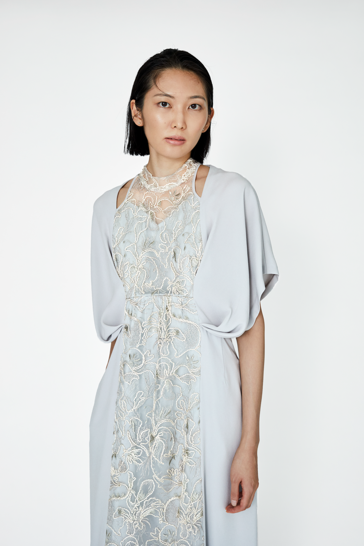 Seem flower lace dress (Gray)