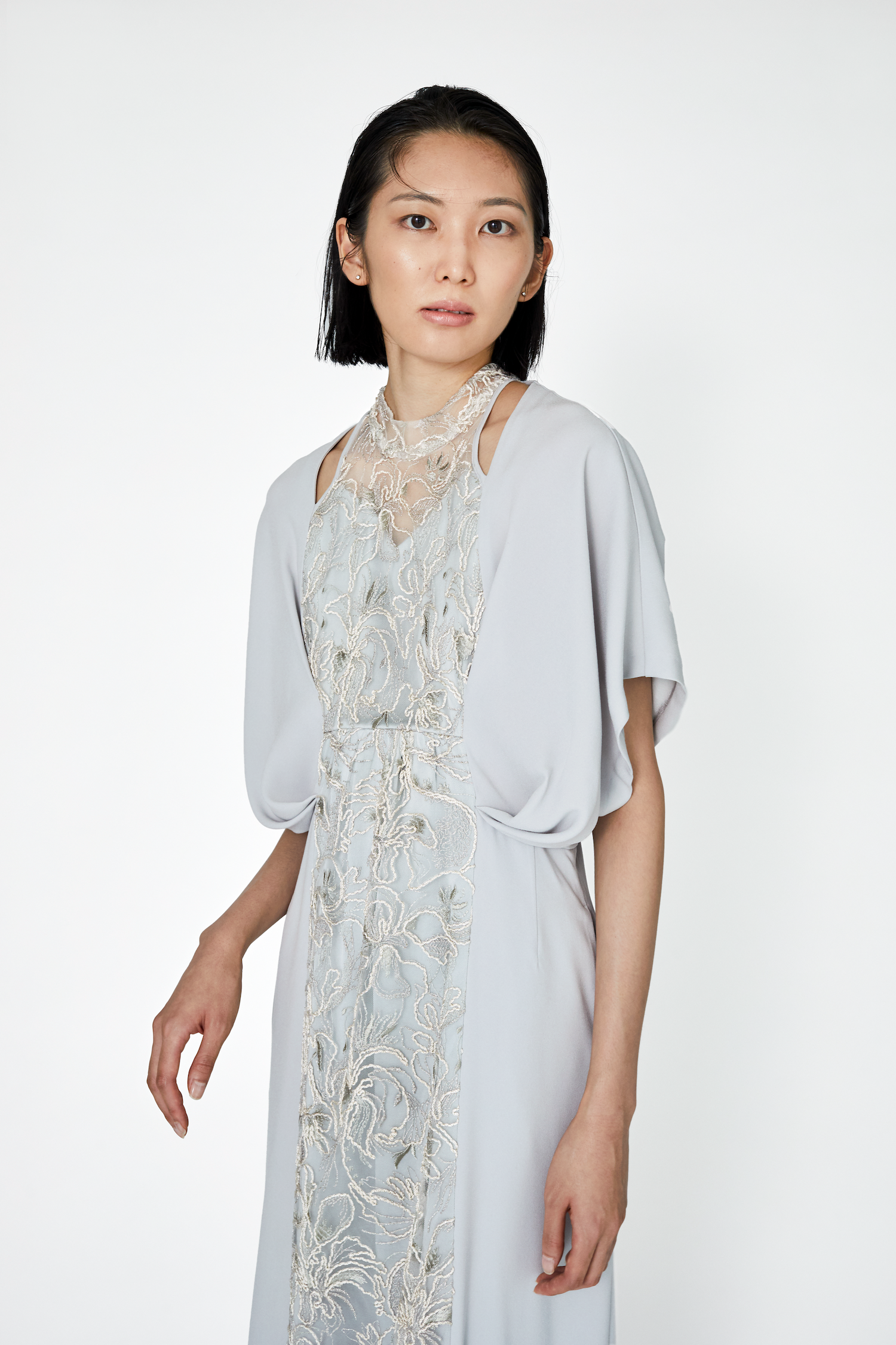 Seem flower lace dress (Gray)