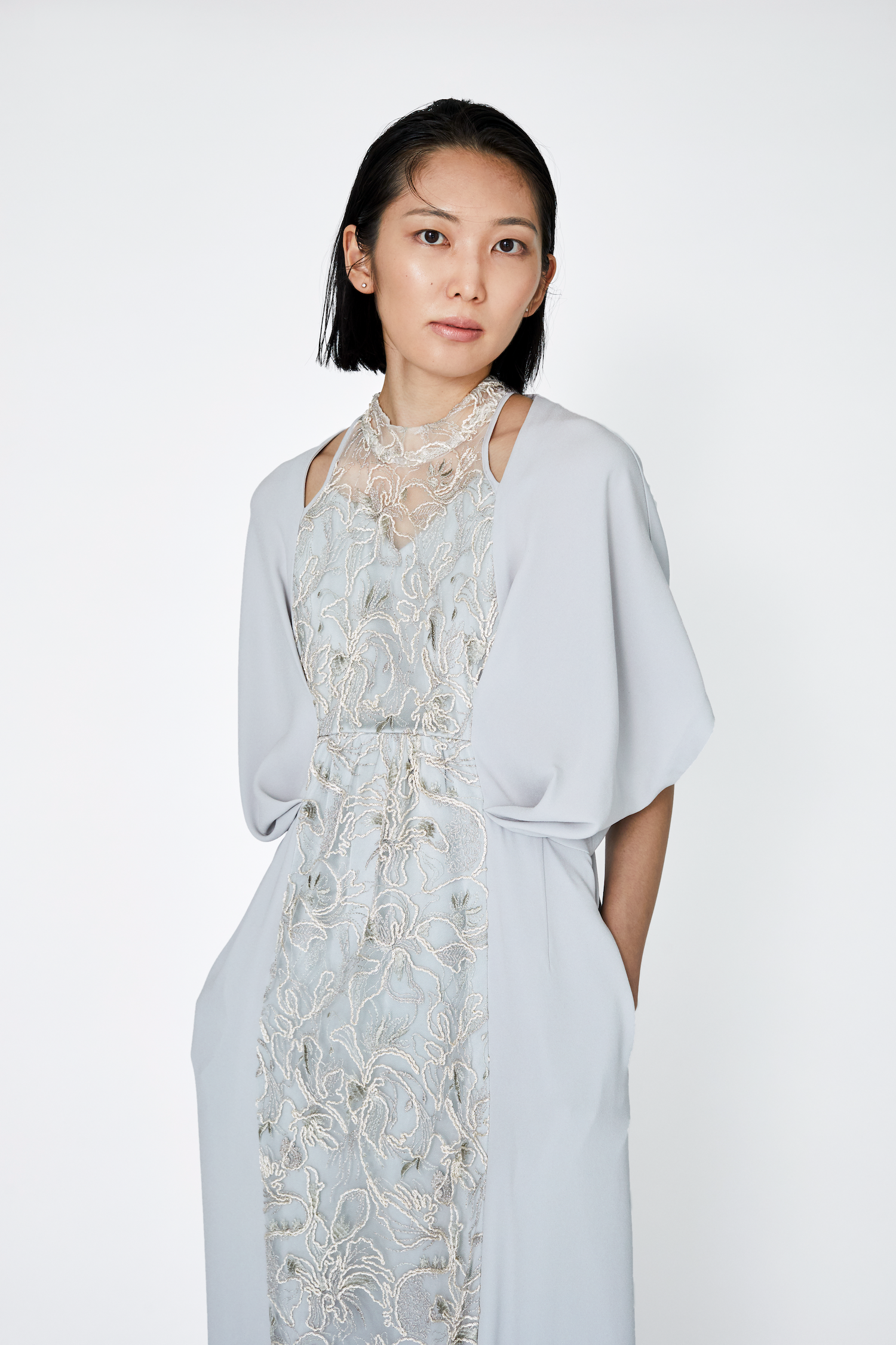 スーツ・フォーマル・ドレス murral 25ss Seem flower lace dress Gray Seem flower lace dress (Gray)