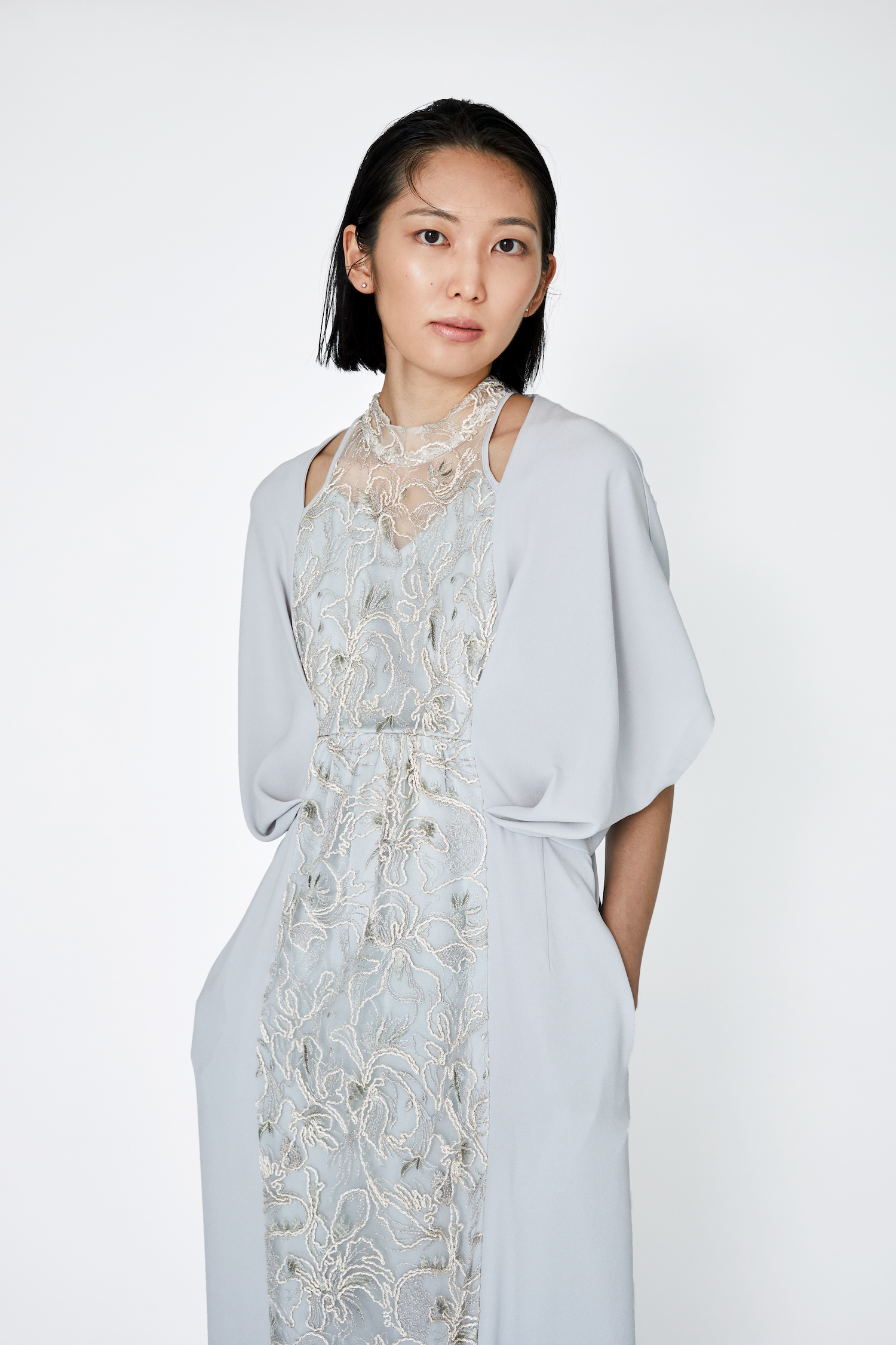 Seem flower lace dress (Gray)