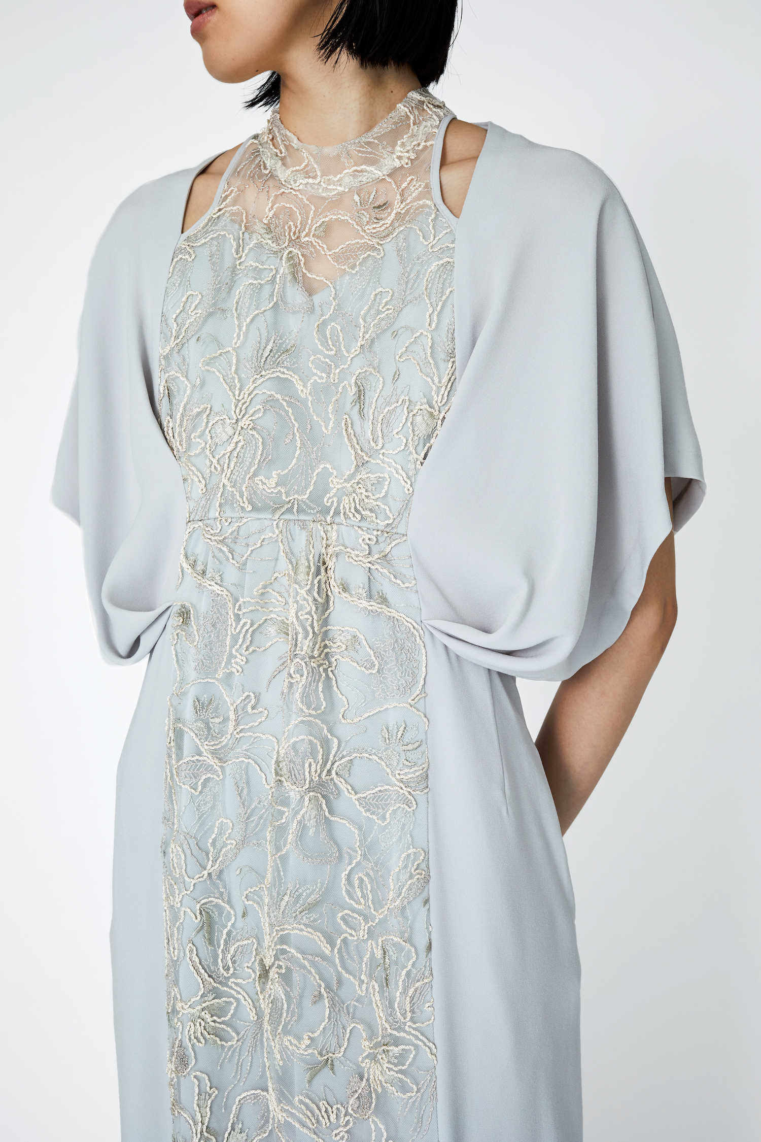 Seem flower lace dress (Gray)