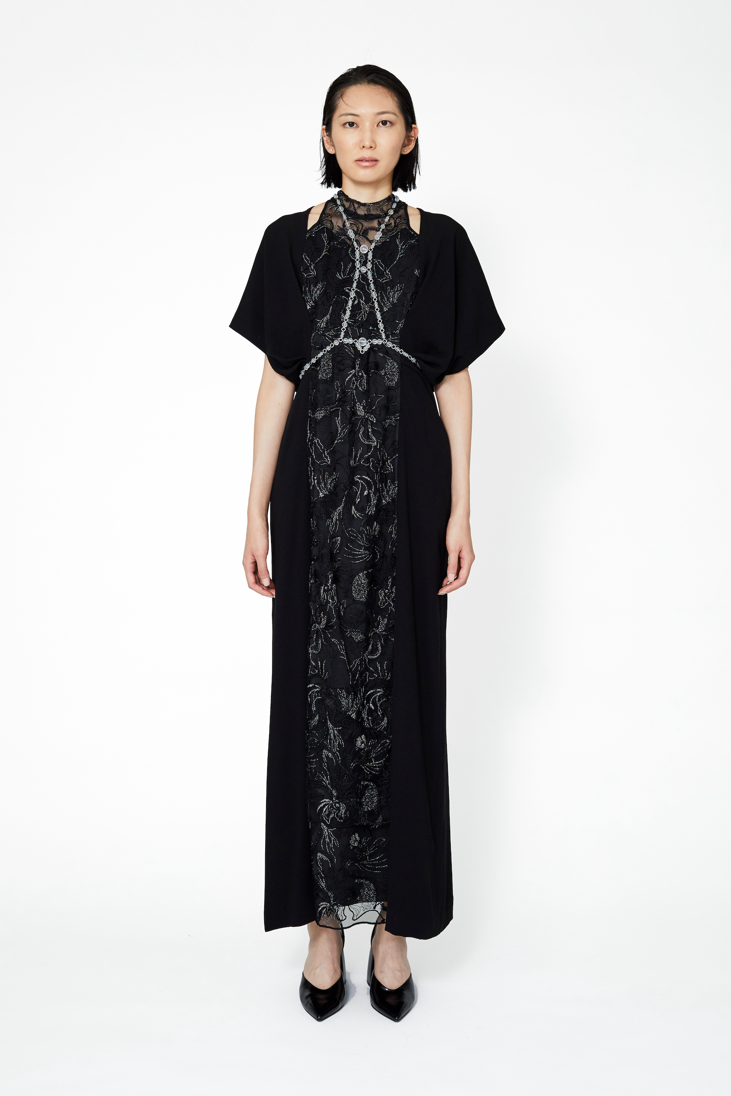 Seem flower lace dress (Black)