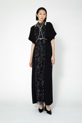 Seem flower lace dress (Black)