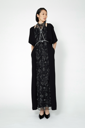 Seem flower lace dress (Black)