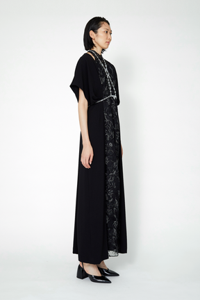 Seem flower lace dress (Black)