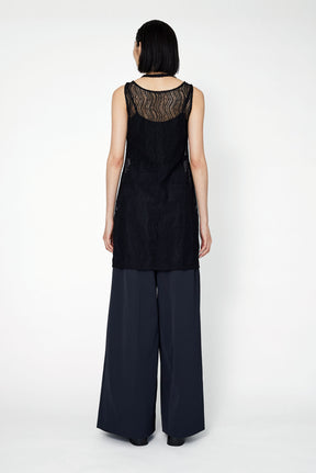 Stretch lace sleeveless tops (Black)