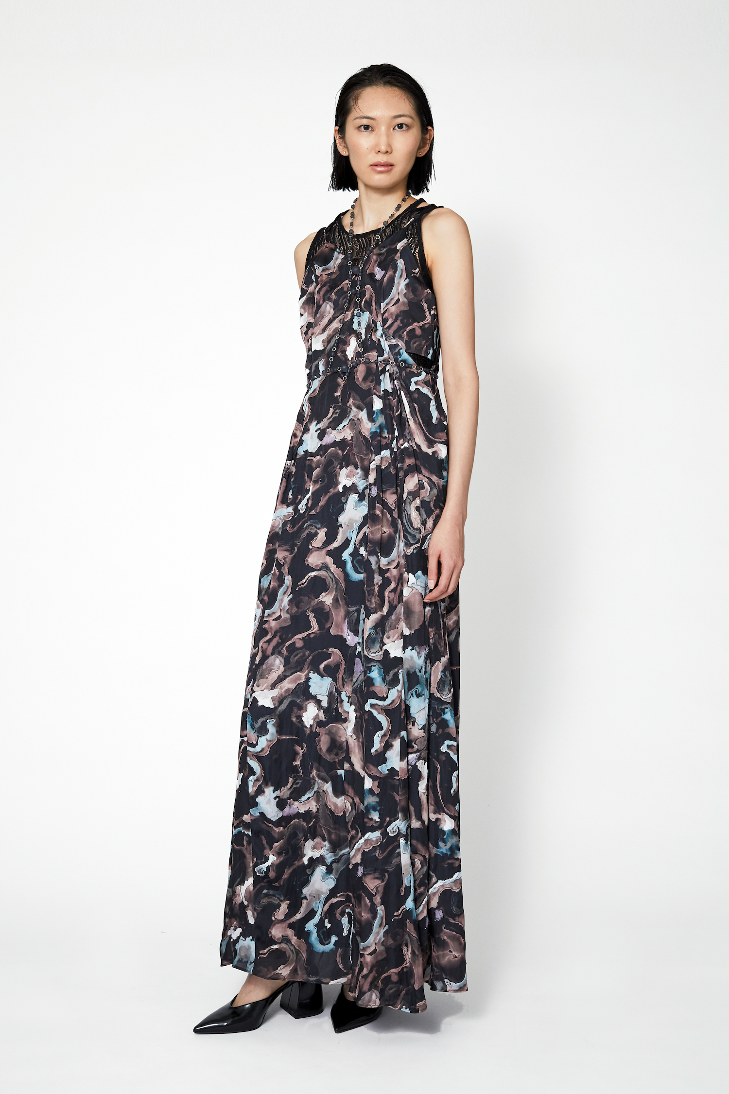 Stretch lace sleeveless tops (Black)