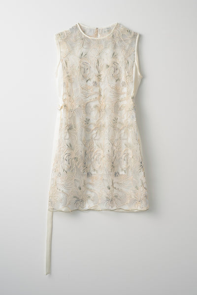 Seem flower lace sleeveless tops (Ivory)