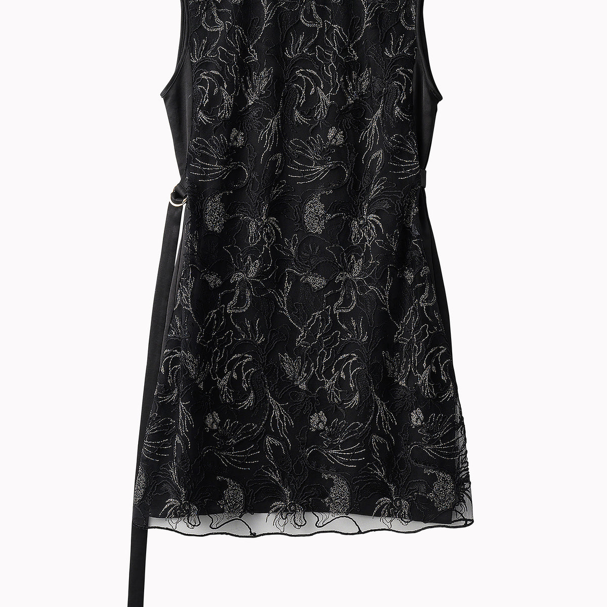 Seem flower lace sleeveless tops (Black)