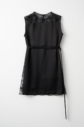 Seem flower lace sleeveless tops (Black)