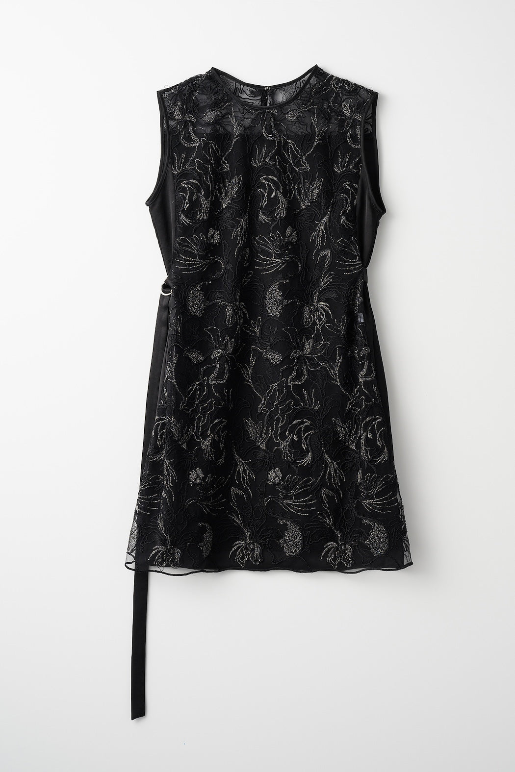 Seem flower lace sleeveless tops (Black)