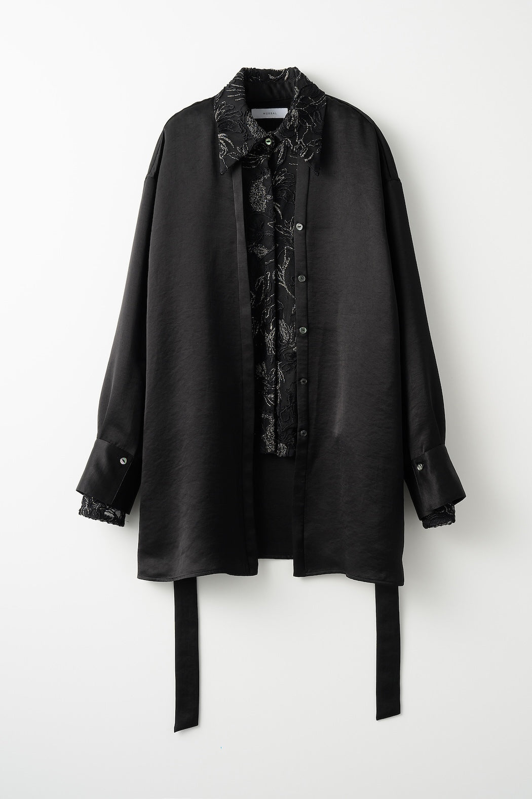 Seem flower lace shirt (Black)