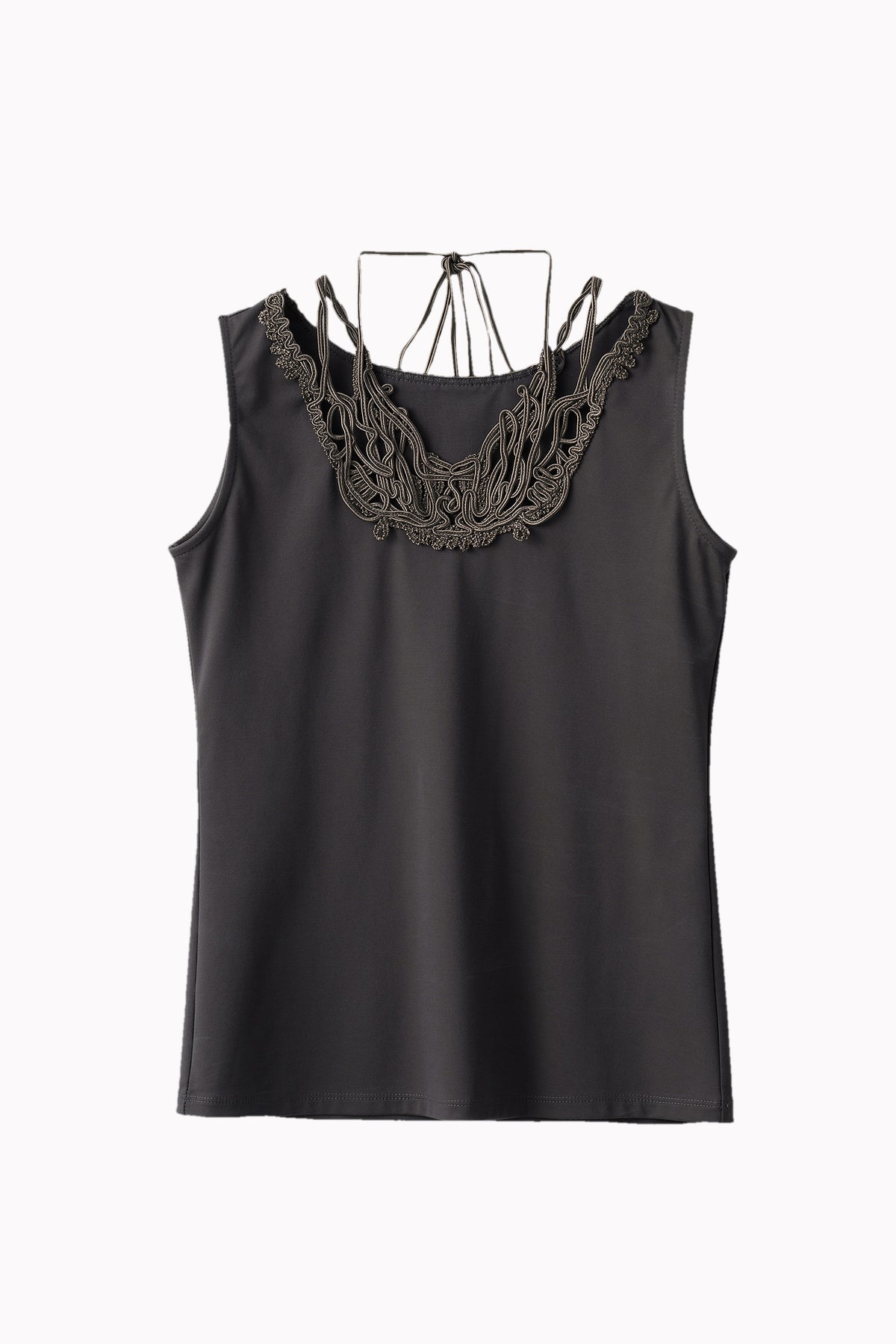 Vine embroidered jersey tank (Gray)