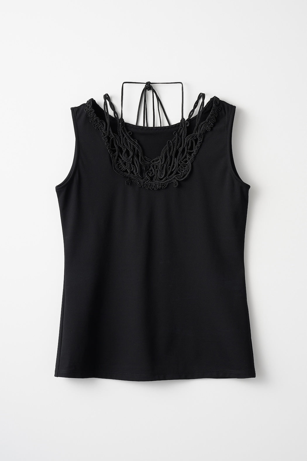 Vine embroidered jersey tank (Black)