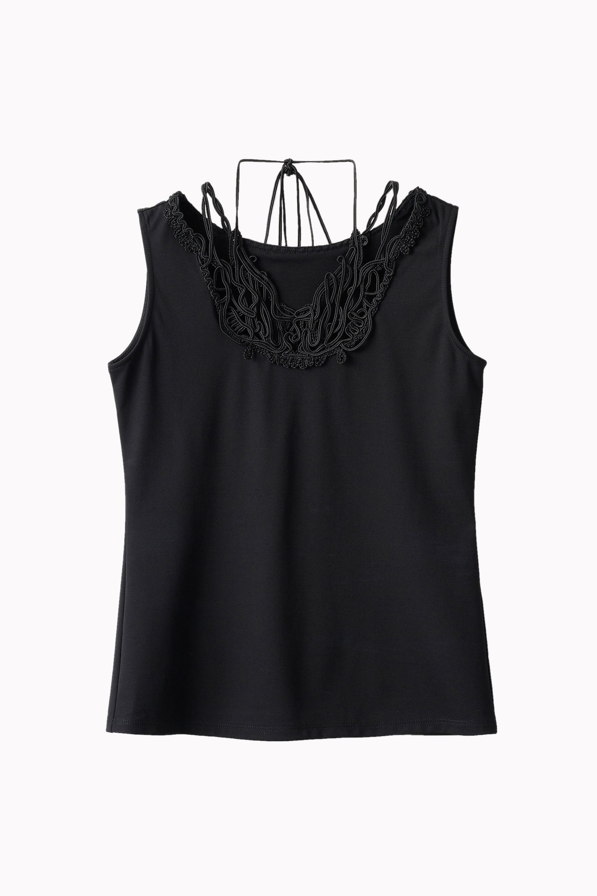 Vine embroidered jersey tank (Black)