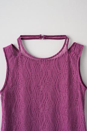 Stretch lace sleeveless tops (Purple)