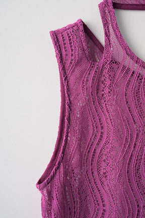 Stretch lace sleeveless tops (Purple)