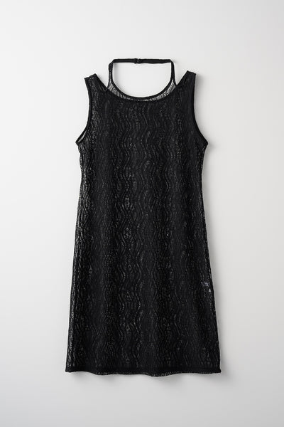 Stretch lace sleeveless tops (Black)