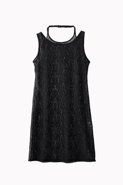 Stretch lace sleeveless tops (Black)