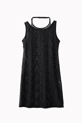 Stretch lace sleeveless tops (Black)