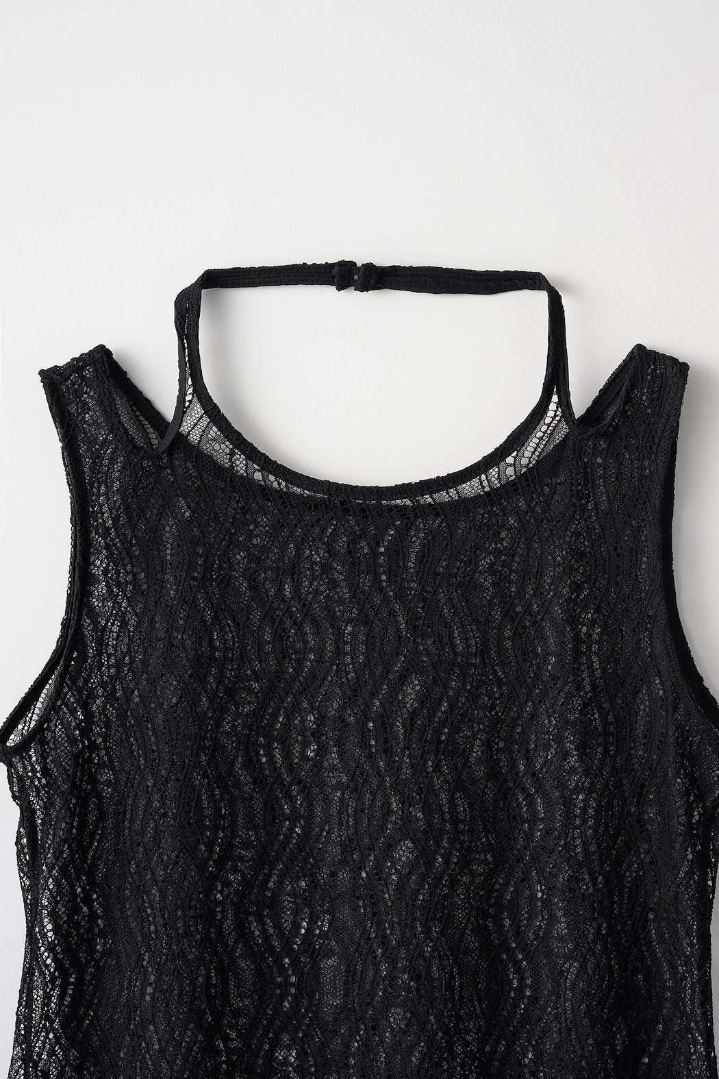 Stretch lace sleeveless tops (Black)