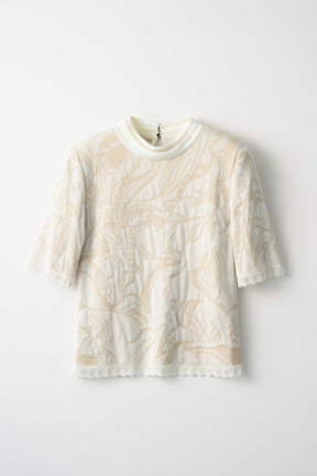 Flower vein knit tops (Ivory)