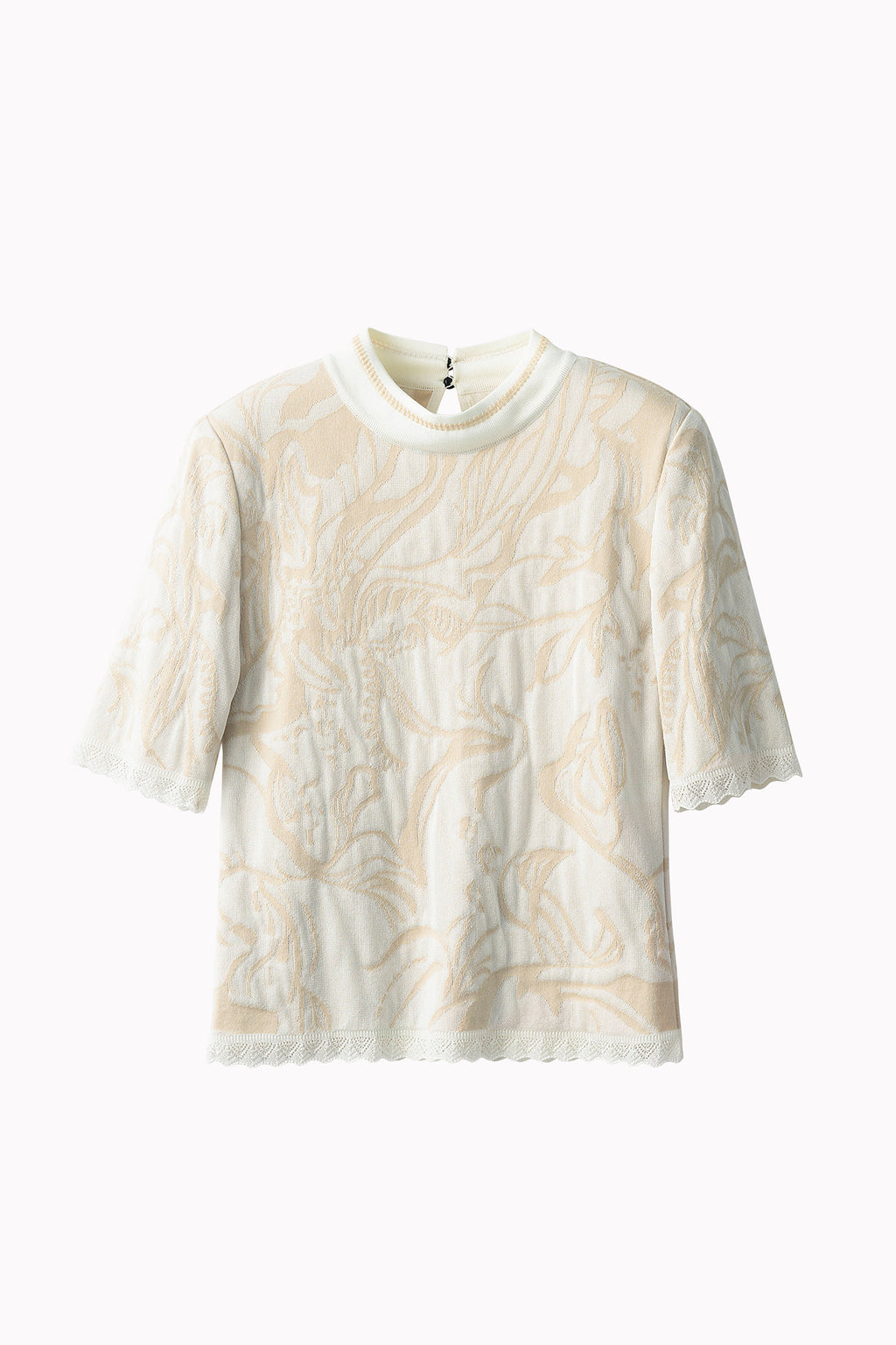 Flower vein knit tops (Ivory) 