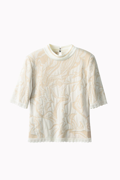 Flower vein knit tops (Ivory)