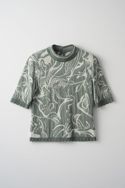 Flower vein knit tops (Green)