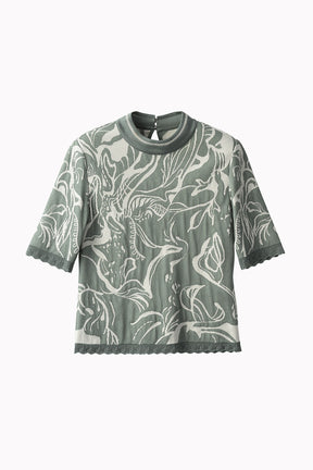 Flower vein knit tops (Green)