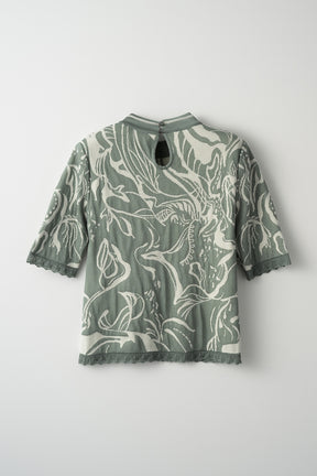 Flower vein knit tops (Green)