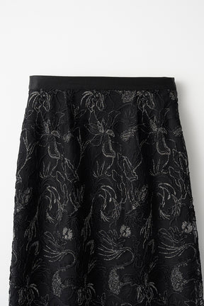 Seem flower lace skirt (Black)