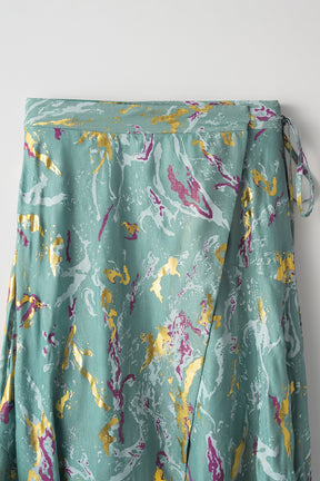 Flower vein foil skirt (Green)