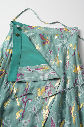 Flower vein foil skirt (Green)