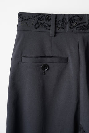 Cucurbita embroidered wide slacks (Black)