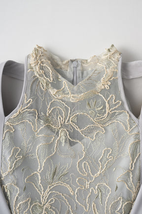 Seem flower lace dress (Gray)