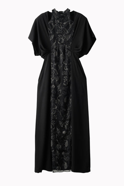 Seem flower lace dress (Black)