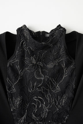 Seem flower lace dress (Black)